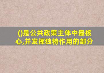 ()是公共政策主体中最核心,并发挥独特作用的部分