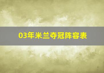 03年米兰夺冠阵容表