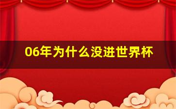 06年为什么没进世界杯