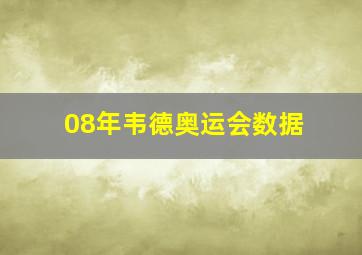 08年韦德奥运会数据