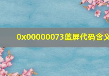 0x00000073蓝屏代码含义