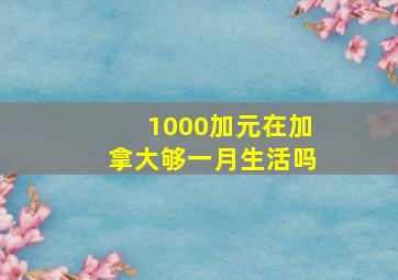 1000加元在加拿大够一月生活吗