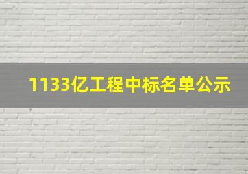 1133亿工程中标名单公示