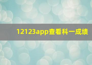 12123app查看科一成绩