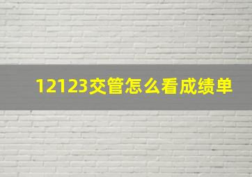 12123交管怎么看成绩单