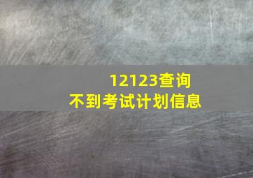 12123查询不到考试计划信息