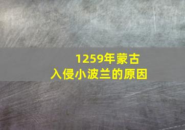 1259年蒙古入侵小波兰的原因