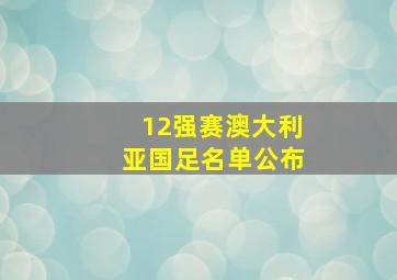 12强赛澳大利亚国足名单公布