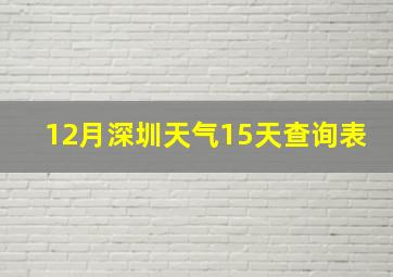 12月深圳天气15天查询表