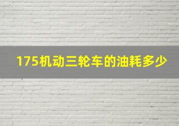 175机动三轮车的油耗多少