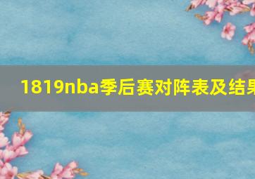 1819nba季后赛对阵表及结果