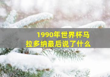 1990年世界杯马拉多纳最后说了什么