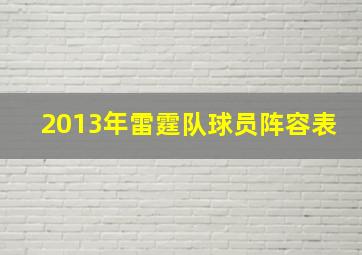 2013年雷霆队球员阵容表