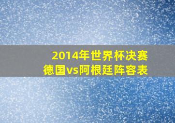 2014年世界杯决赛德国vs阿根廷阵容表