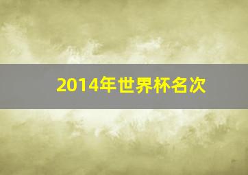 2014年世界杯名次