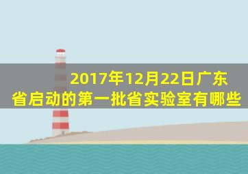 2017年12月22日广东省启动的第一批省实验室有哪些