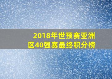 2018年世预赛亚洲区40强赛最终积分榜