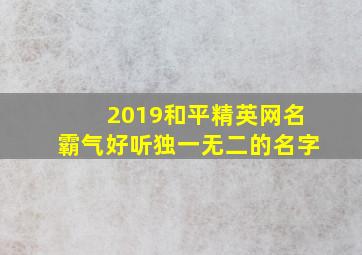 2019和平精英网名霸气好听独一无二的名字