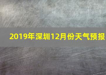 2019年深圳12月份天气预报