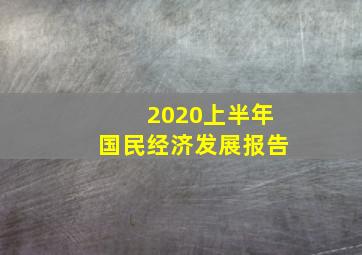 2020上半年国民经济发展报告