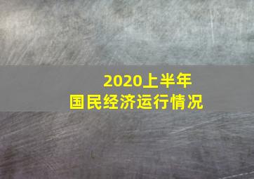 2020上半年国民经济运行情况