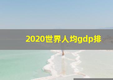 2020世界人均gdp排