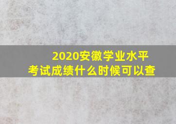 2020安徽学业水平考试成绩什么时候可以查