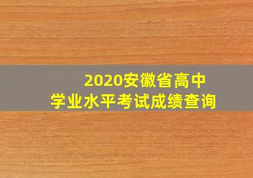 2020安徽省高中学业水平考试成绩查询