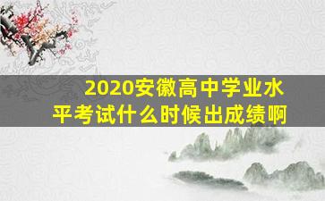 2020安徽高中学业水平考试什么时候出成绩啊