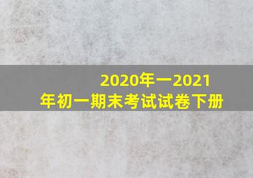 2020年一2021年初一期末考试试卷下册