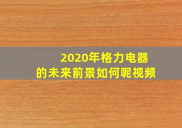 2020年格力电器的未来前景如何呢视频