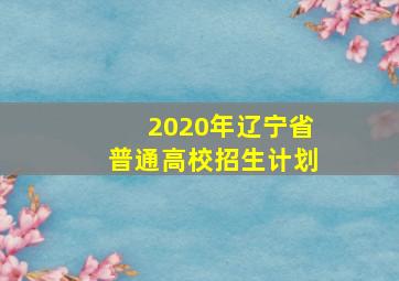 2020年辽宁省普通高校招生计划