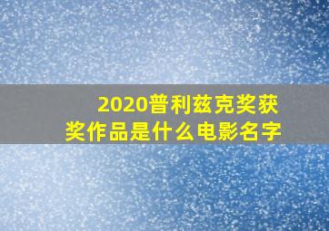 2020普利兹克奖获奖作品是什么电影名字