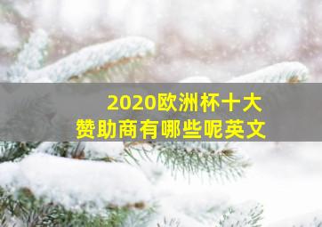 2020欧洲杯十大赞助商有哪些呢英文