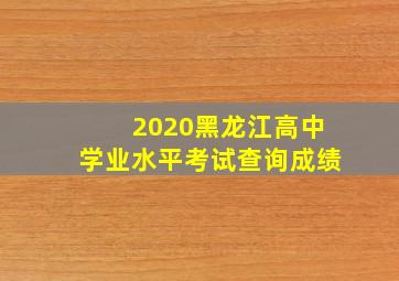 2020黑龙江高中学业水平考试查询成绩