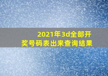 2021年3d全部开奖号码表出来查询结果