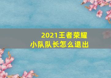 2021王者荣耀小队队长怎么退出