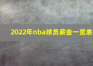 2022年nba球员薪金一览表