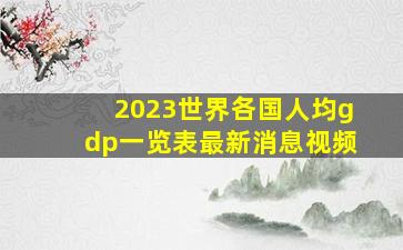 2023世界各国人均gdp一览表最新消息视频