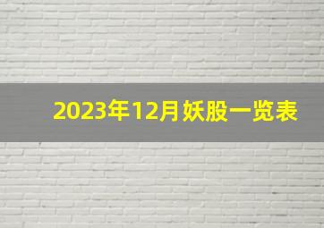 2023年12月妖股一览表