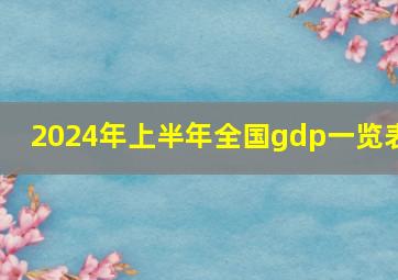 2024年上半年全国gdp一览表