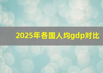 2025年各国人均gdp对比