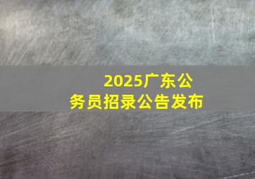 2025广东公务员招录公告发布