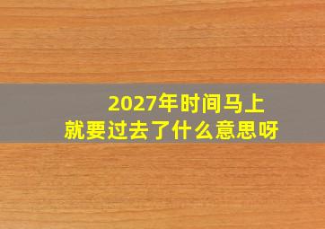 2027年时间马上就要过去了什么意思呀