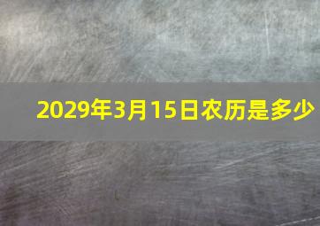 2029年3月15日农历是多少