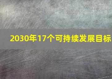 2030年17个可持续发展目标