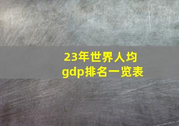 23年世界人均gdp排名一览表