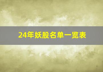 24年妖股名单一览表