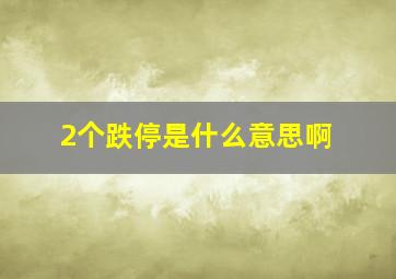 2个跌停是什么意思啊