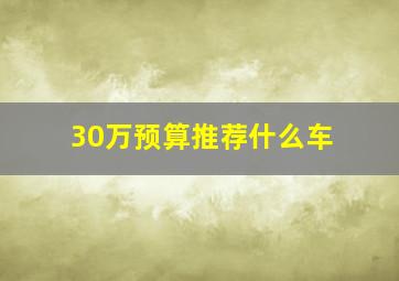 30万预算推荐什么车